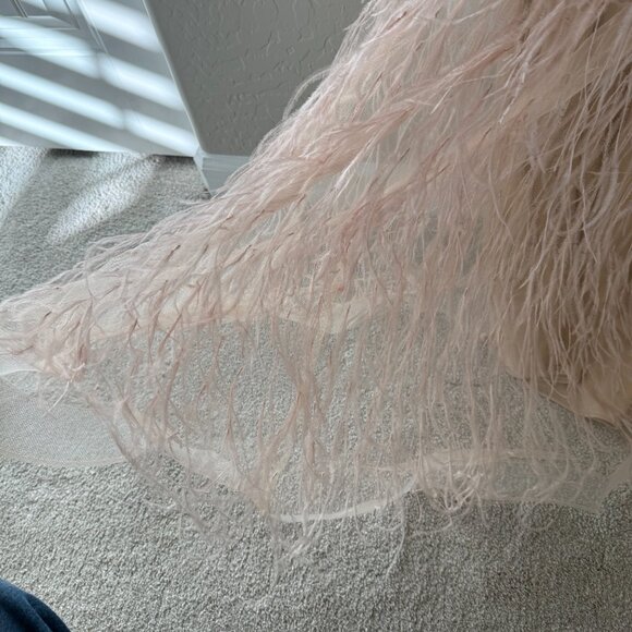 NWT - Jovani - 03023 Sheer Bodice Beaded Adorned Feather Fitted Evening Gown - 6 - Picture 7 of 8